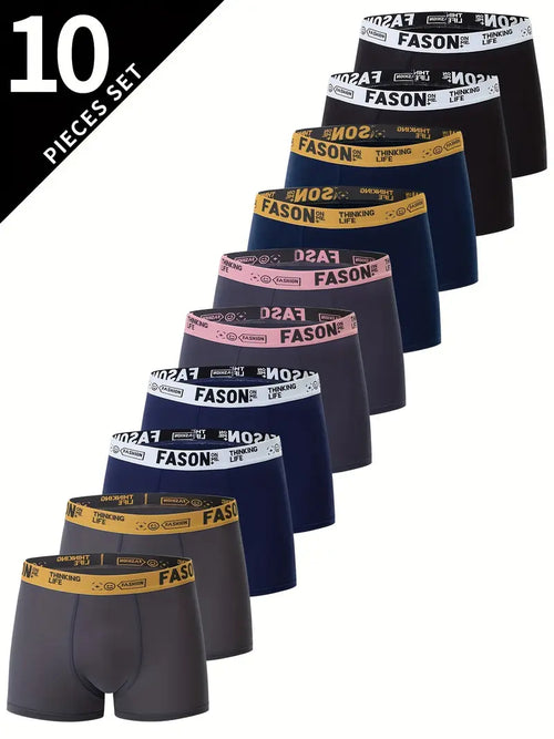 Pack de 10 bóxers para hombre, casuales, transpirables y cómodos, slips elásticos, pantalones cortos deportivos