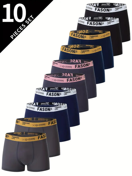 Pack de 10 bóxers para hombre, casuales, transpirables y cómodos, slips elásticos, pantalones cortos deportivos